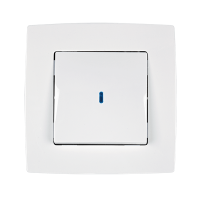 CITY ONE BUTTON WITH LIGHT ONE WAY SWITCH WHITE METALLIC