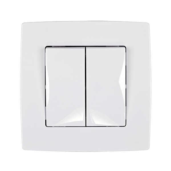 CITY TWO BUTTONS ONE WAY SWITCH, WHITE METALLIC