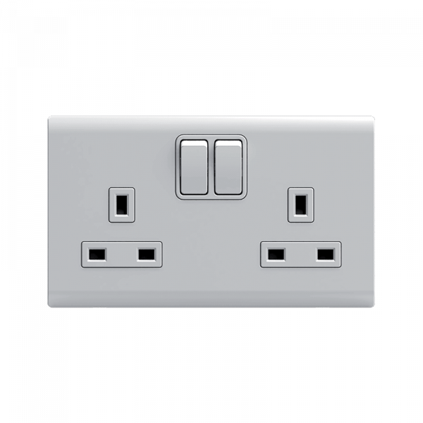 LONDON 2 BUTTON DOUBLE POLE SWITTCH SOCKET WHITE
