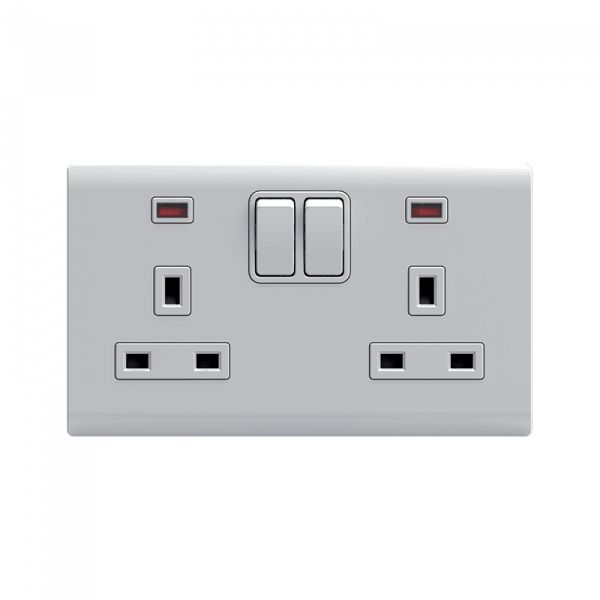 LONDON 2 BUTTON 2 POLE SWITCH SOCKET NEON WHITE