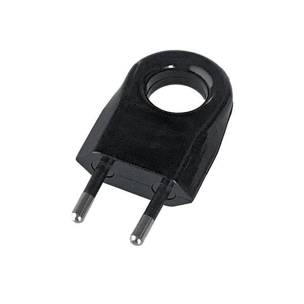 TWO PIN PLUG WITH EXTRACTION RING 6A BLACK   