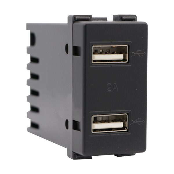 LECCE USB SOCKET DOUBLE ANTHRACITE