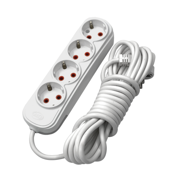 MULTIPLUG FOURFOLD 2M H05VV-F 3G1.5MM2, WHITE                                                                                                                                                                                                                  