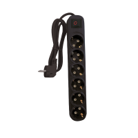 MULTIPLUG SIXFOLD 2M H05VV-F 3G1.5MM2, BLACK                                                                                                                                                                                                                   