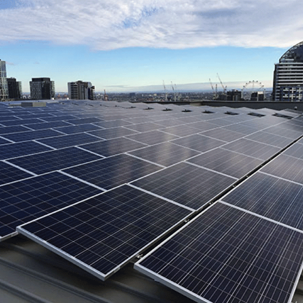 TIN ROOF MOUNTING STRUCTURE 15°, SET WITH SOLAR PANELS 560W FOR 30kW                                                                                                                                                                                           