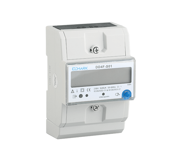 KWH METER FOR DIN-RAIL DD4F-S01, SINGLE PHASE, FOUR TARIFF, 4 MODULES