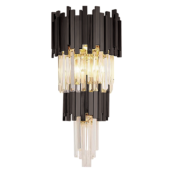 PERCY WALL LAMP 3XE14  BLACK/CRYSTALS