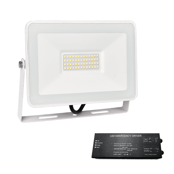 VEGA SLIM SMD 50W LED FLOODLIGHT 4000K WHITE+ EMERGENCY KIT