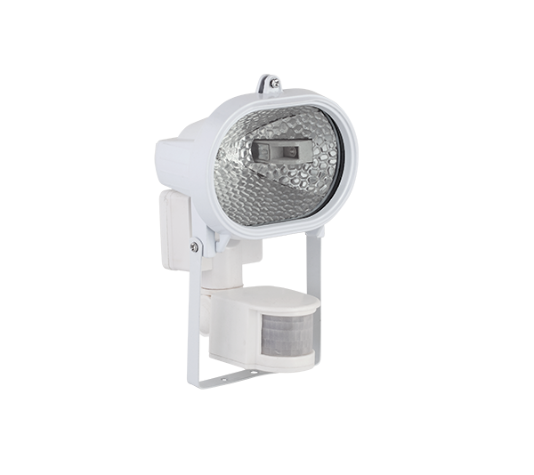 LED FLOODLIGHT WITH SENSOR, &quotHALOGEN" TYPE WITH LED BULB J78 5.5W, WHITE