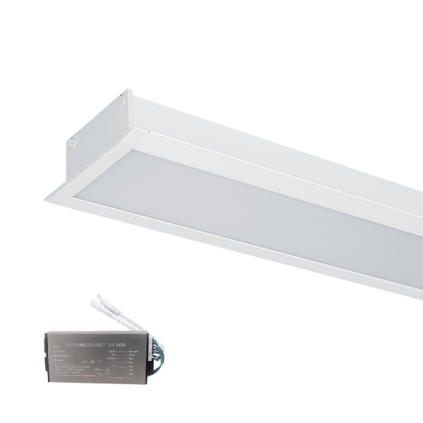 LED PROFILES RECESSED MOUNTING S48 32W 4000K 1500MM WHITE+EMERGENCY KIT