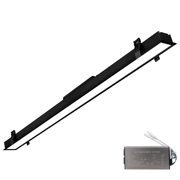 ELMARK LED PROFILE RECESSED 1500mm 50W 3000K BLACK + EMERGENCY KIT