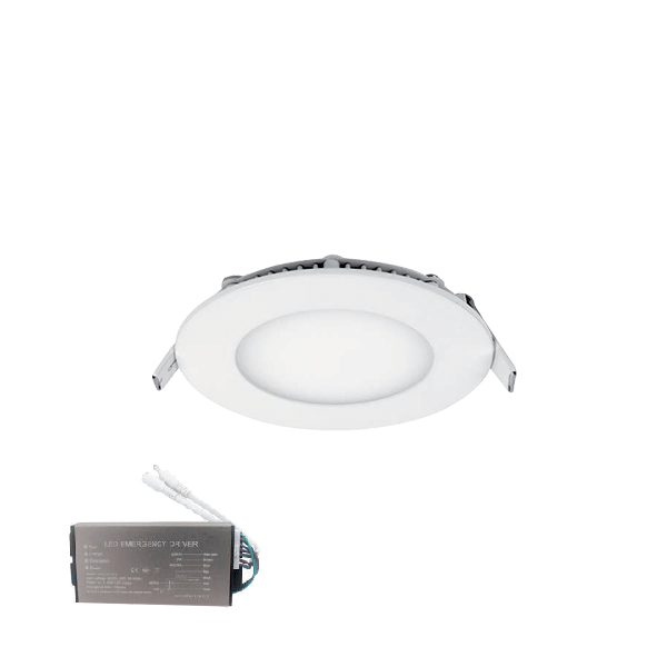 STELLAR LED PANEL ROUND RECESSED MOUNT 6W 6500K+ EMERGENCY KIT