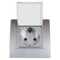 BASIC TZ107С GERMAN STANDARD SOCKET WITH COVER SILVER GREY