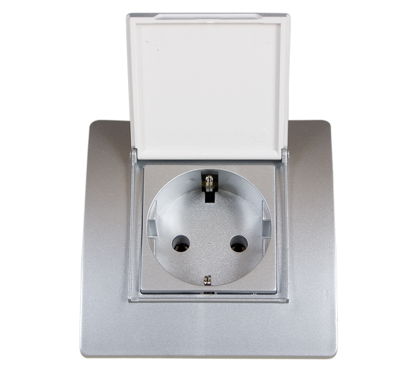 BASIC TZ107С GERMAN STANDARD SOCKET WITH COVER SILVER GREY