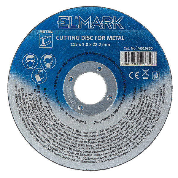 CUTTING DISK FOR METAL 115x1.0x22.2mm  