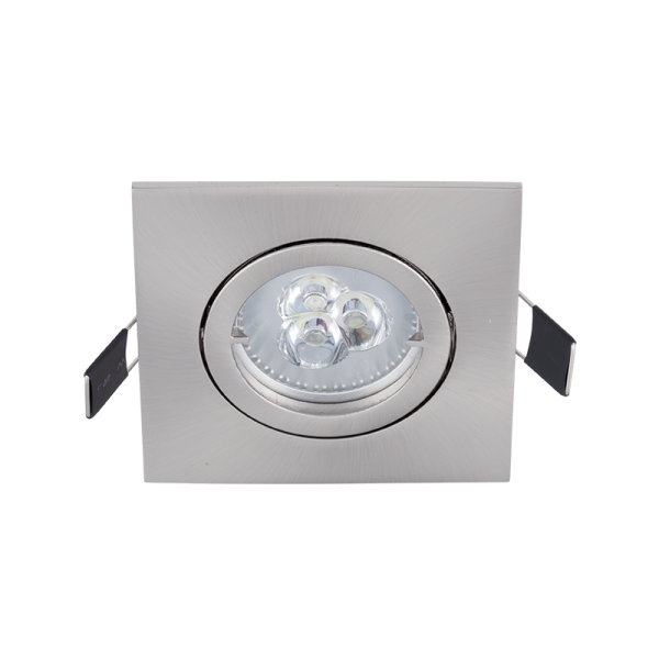 LED METAL SQUARE DOWNLIGHT WITH 6W GU10 2700K SATIN NICKEL