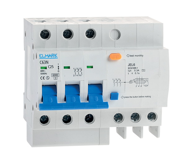 COMBINED RESIDUAL CURRENT DEVICE JEL6 C25 3P 25A/500MA