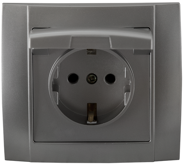 SR-2516 GERMAN TYPE SOCKET WITH COVER SILVER