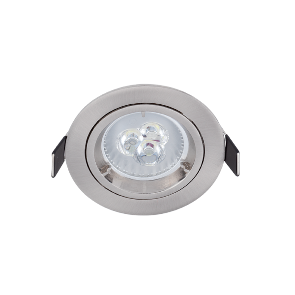 LED METAL ROUND DOWNLIGHT WITH 6W GU10 2700K SATIN NICKEL